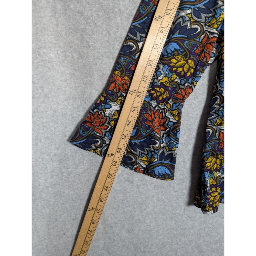 Susan Graver Floral Top Womens XL Paisley Bell‎ Sleeve Boho Colorful Office - Picture 9 of 13